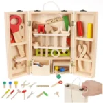 Skrzynka zestaw narzedzi drewnianych - Box + Set of wooden tools