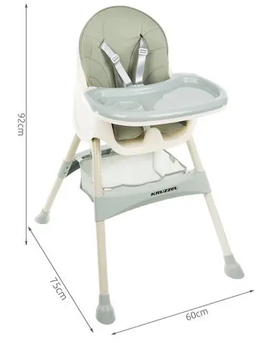 Krzesełko dla dziecka Krzeselko do karmienia KRUZZEL jasno zielony